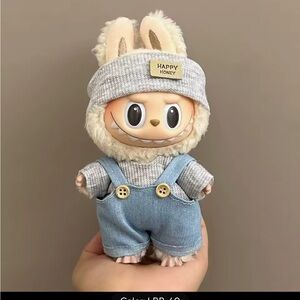 Cute Labubu Denim Overalls and headband